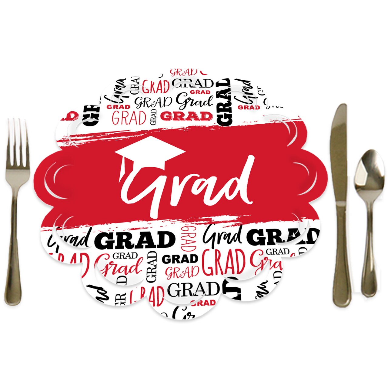 Big Dot of Happiness Red Grad - Best is Yet to Come - Red Graduation Party Round Table Decorations - Paper Chargers - Place Setting For 12